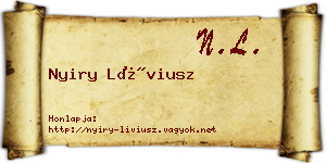 Nyiry Líviusz névjegykártya